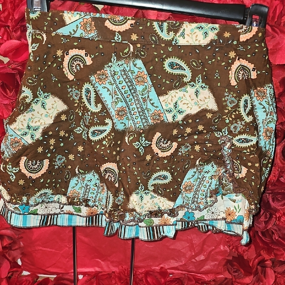 Pogo Club Girls Brown and Blue Paisley Skort Size 6X